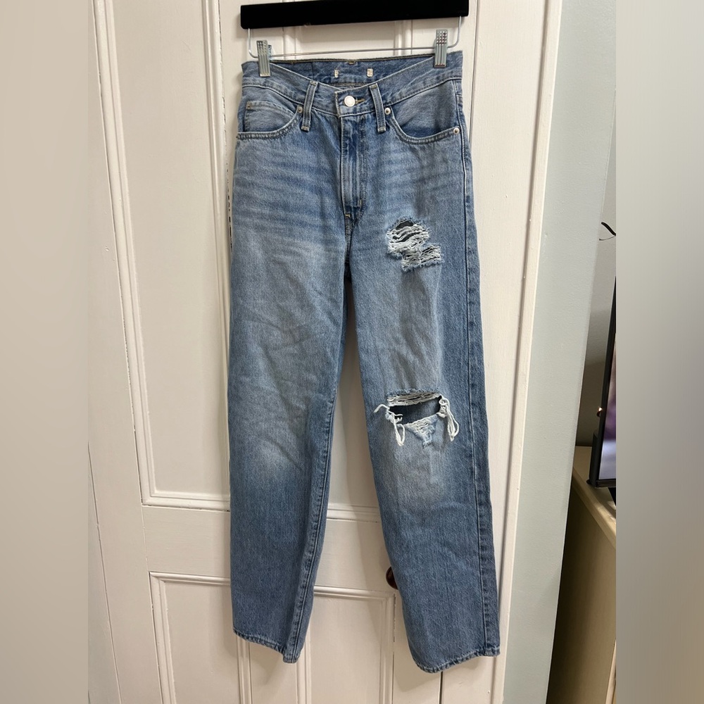 Levi Distressed Straight Leg Jeans